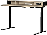 South Shore Zelia 60"W Height-Adjustable Standing Desk, Soft Elm/Matte Black