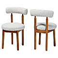 Baxton Studio Edric Boucle Fabric and Wood Dining Chairs, Light Gray/Walnut Brown, Set Of 2 Chairs