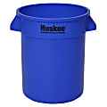 Continental Huskee Wall Hugger Round Poly Resin Trash Can, 20 Gallons, 22-1/2" x 22", Blue