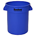 Continental Huskee Wall Hugger Round Poly Resin Trash Can, 20 Gallons, 22-1/2" x 22", Blue 1 thumbnail image