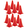 Champion Sports High-Visibility Safety Cones, 9", Bright Orange, Pack Of 12 Cones