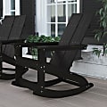 Flash Furniture Finn Modern Commercial Grade All-Weather 2-Slat Poly Resin Wood Rocking Adirondack Chair, Black