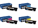 Brother® TN315 High-Yield Black And Cyan, Magenta, Yellow Toner Cartridges, Pack Of 4, TN315 combo