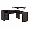 Bush® Furniture Cabot 3-Position Sit-To-Stand Height-Adjustable L-Shaped Desk, 60"W, Heather Gray, Standard Delivery