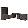 Bush Business Furniture Jamestown 60"W L-Shaped Desk With Lateral File Cabinet And 5-Shelf Bookcase, Storm Gray, Standard Delivery Service