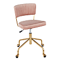 LumiSource Tania Mid-Back Task Chair, Gold/Pink