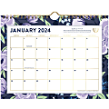 2024 Simplified by Emily Ley for AT-A-GLANCE® Monthly Wall Calendar, 11" x 8-1/2", Lilac Floral, January to December 2024 , EL18-709