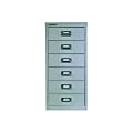 Bisley 15"D Vertical 6-Drawer Under-Desk Storage Cabinet, Metal, Silver