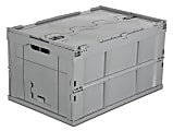Mount It! Collapsible Plastic Storage Crate, 23.25" x 15.5" x 12.5", Gray