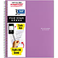 Five Star® Wirebound Notebook, 8-1/2" x 11", 3 Subject, College Ruled, 150 Sheets, Amethyst Purple