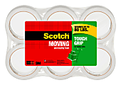 Scotch® Tough Grip Moving Packing Tape, 1-7/8" x 43.7 Yd., Clear, Pack Of 6 Rolls