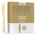 Amscan 8019 Solid Heavyweight Plastic Knives, Gold, 50 Knives Per Pack, Case Of 3 Packs