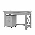 Bush Furniture Key West 48"W Writing Desk With 2-Drawer Mobile File Cabinet, Cape Cod Gray, Standard Delivery