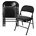 Elama Metal Folding Chairs With Padded Seats, Black, Set Of 4 Chairs