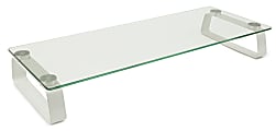 Mount-It! Glass Computer Monitor Riser, 3-1/4"H x 22"W x 8-1/4"D, Clear/White 1 thumbnail image