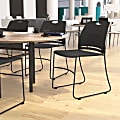 Flash Furniture HERCULES Commercial Grade 660 lb. Capacity Plastic Stack Chairs With Carrying Handle, Black, Set Of 5 Chairs