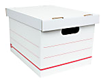 Office Depot® Brand Standard-Duty Corrugated Storage Boxes, Letter/Legal Size, 15" x 12" x 10",  60% Recycled, White/Red, Case Of 15
