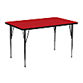 Flash Furniture 48"W Rectangular HP Laminate Activity Table With Standard Height-Adjustable Legs, Red
