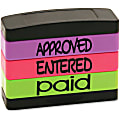 U.S. Stamp & Sign Stamp Message Stack Set, "APPROVED, ENTERED, PAID", Assorted Colors