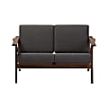 Baxton Studio Elena Fabric Loveseat, Gray/Dark Walnut 1 thumbnail image
