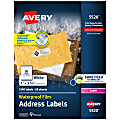 Avery® WeatherProof™ Laser Address Labels With TrueBlock Technology, 5520, 1" x 2 5/8", White, Pack Of 1,500