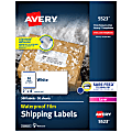 Avery® Waterproof Labels With Ultrahold®, 05523, Rectanlge, 2" x 4", White, 500 Labels For Laser Printers