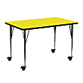 Flash Furniture Mobile 48"W Rectangular HP Laminate Activity Table With Standard Height-Adjustable Legs, Yellow