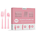 Amscan 8016 Solid Heavyweight Plastic Cutlery Assortments, Pink, 80 Pieces Per Pack, Set Of 2 Packs