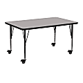Flash Furniture Mobile Rectangular HP Laminate Activity Table, 24''W x 48''L, Gray