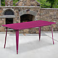 Flash Furniture Commercial Grade Indoor/Outdoor Metal Table, 29-1/2”H x 31-1/2”W x 63”D, Purple