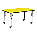 Flash Furniture Mobile Rectangular HP Laminate Activity Table, 24''W x 48''L, Yellow