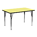 Flash Furniture 48"W Rectangular Thermal Laminate Activity Table With Standard Height-Adjustable Legs, 24"D, Yellow 1 thumbnail image