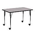 Flash Furniture Mobile 48"W Rectangular Thermal Laminate Activity Table With Standard Height-Adjustable Legs, Gray