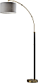 Adesso® Bergen Arc Lamp, 73-1/2"H, Gray Shade/Antique Brass Base