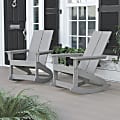 Flash Furniture Finn Modern Commercial Grade All-Weather 2-Slat Poly Resin Rocking Adirondack Chairs, Gray, Set Of 2 Chairs 1 thumbnail image