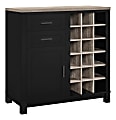 Ameriwood™ Home Carver Storage Cabinet/Buffet, 18 Cubbies/2 Shelves/2 Drawers, Black/Weathered Oak