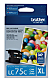 Brother® LC75 Cyan High-Yield Ink Cartridge, LC75C