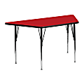 Flash Furniture 47"W Trapezoid HP Laminate Activity Table With Standard Height-Adjustable Legs, Red 1 thumbnail image