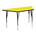 Flash Furniture 47"W Trapezoid HP Laminate Activity Table With Standard Height-Adjustable Legs, Yellow