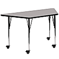 Flash Furniture Mobile 47"W Trapezoid HP Laminate Activity Table With Standard Height-Adjustable Legs, Gray