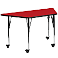 Flash Furniture Mobile 47"W Trapezoid HP Laminate Activity Table With Standard Height-Adjustable Legs, Red