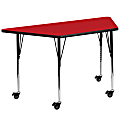 Flash Furniture Mobile 47"W Trapezoid HP Laminate Activity Table With Standard Height-Adjustable Legs, Red 1 thumbnail image