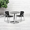 Flash Furniture Lila 3-Piece 27-1/2" Round Aluminum Indoor/Outdoor Table Set With Rattan Chairs, Black 1 thumbnail image