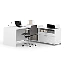 Bestar Pro-Linea 72"W L-Shaped Corner Desk, White 1 thumbnail image