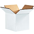 Partners Brand White Corrugated Boxes, 4" x 4" x 4", Pack Of 25