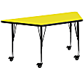 Flash Furniture Mobile Trapezoid HP Laminate Activity Table With Height-Adjustable Short Legs, 25-1/2"H x 22-1/2"W x 45"D, Yellow