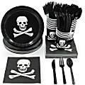 Juvale Pirate Skull And Crossbones Birthday Party Supplies €“ Serves 24 €“ Includes Plates, Knives, Spoons, Forks, Cups And Napkins
