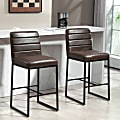 Glamour Home Belisario Faux Leather Bar Stools With Backs, Brown/Black, Set Of 2 Stools 1 thumbnail image