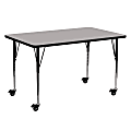 Flash Furniture Mobile Rectangular HP Laminate Activity Table, 24''W x 60''L, Gray