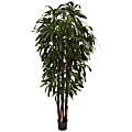Nearly Natural Raphis Palm 72”H Plastic Tree With Pot, 72”H x 34”W x 34”D, Green 1 thumbnail image